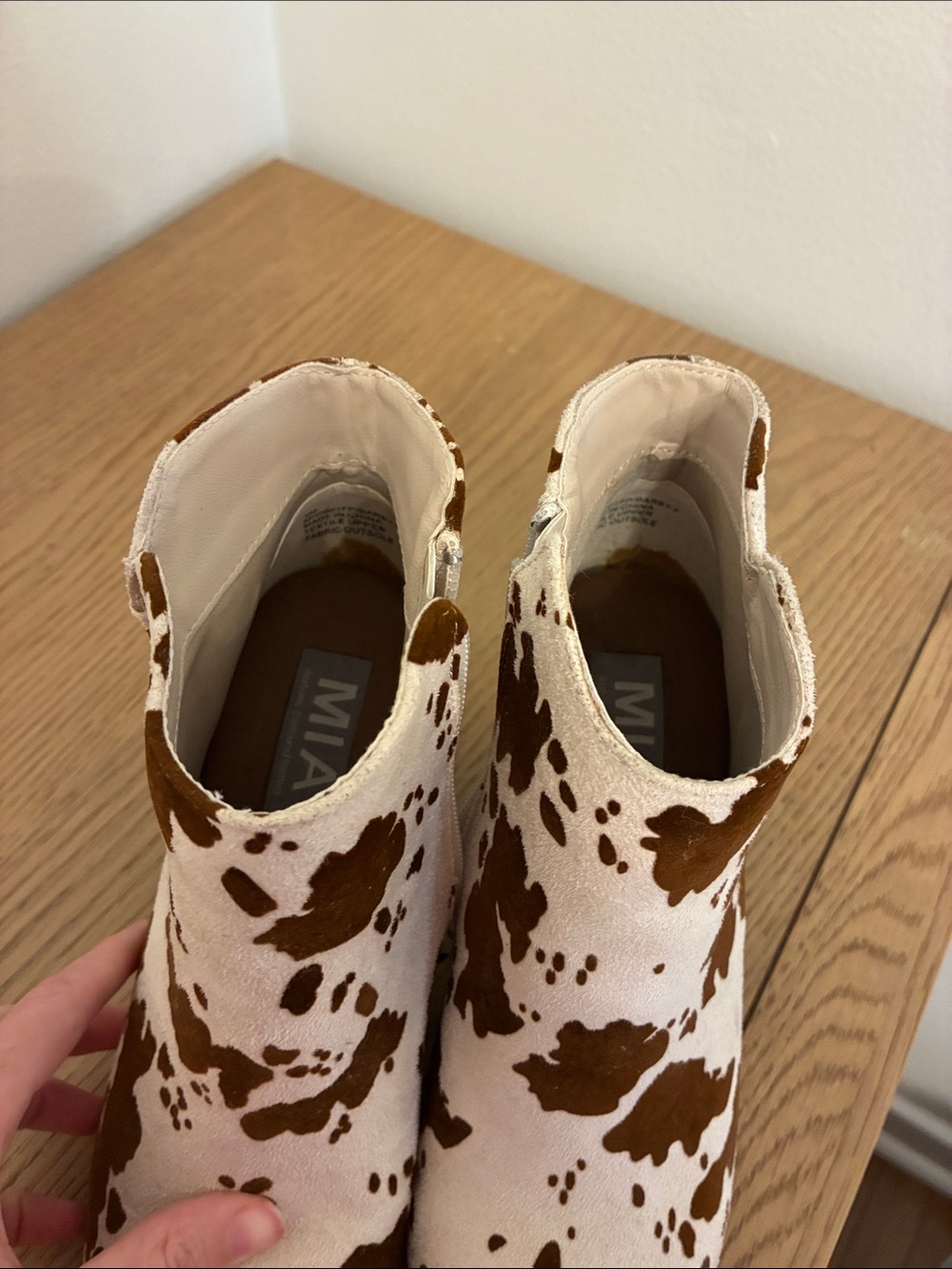 MIA Brown and White Cow-Print Ankle Boots - Picture 10 of 13